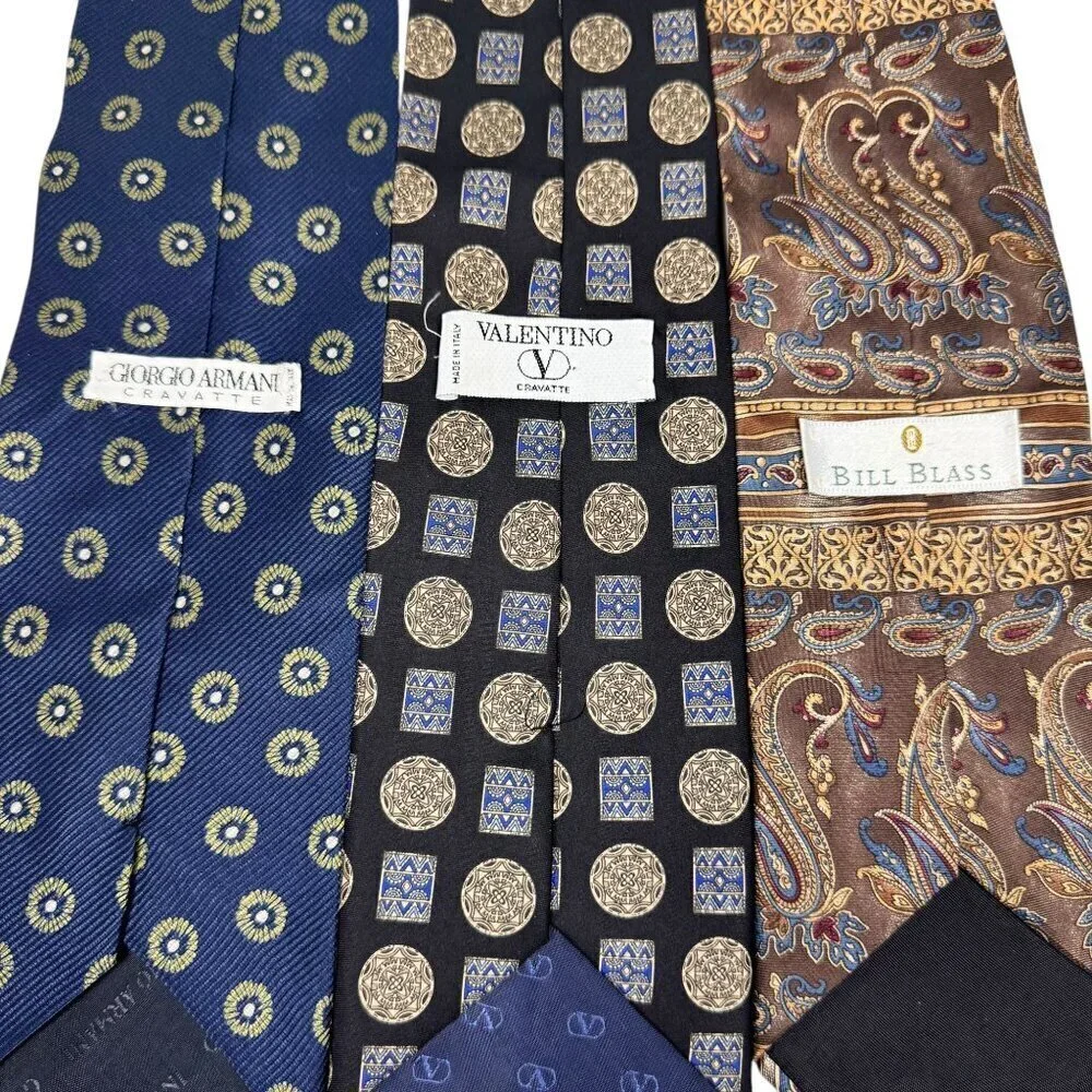 Suit Ties Set Of 3 Valentino Giorgio Armani Bill Blass Designer Career Office